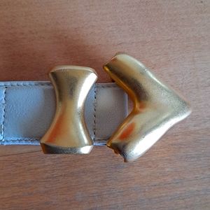 Vintage Donna Karan Ivory leather and gold belt